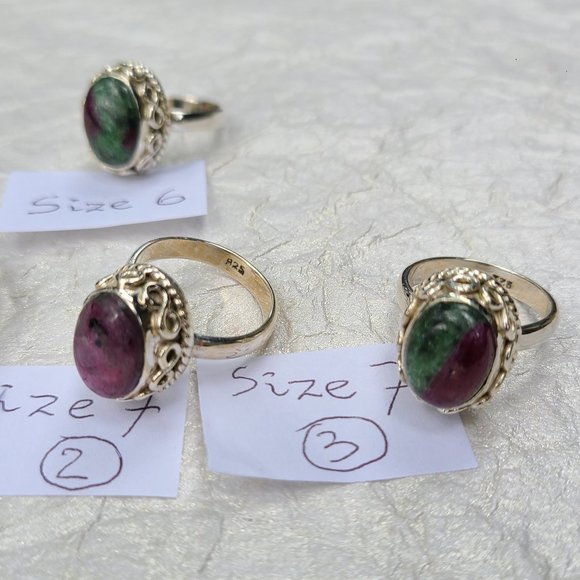 Ruby Zoisite ring sterling silver -Unique gemstone ring - Picture 9 of 16